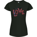 Love Cycling Funny Bicycle Bike Womens Petite Cut T-Shirt Black
