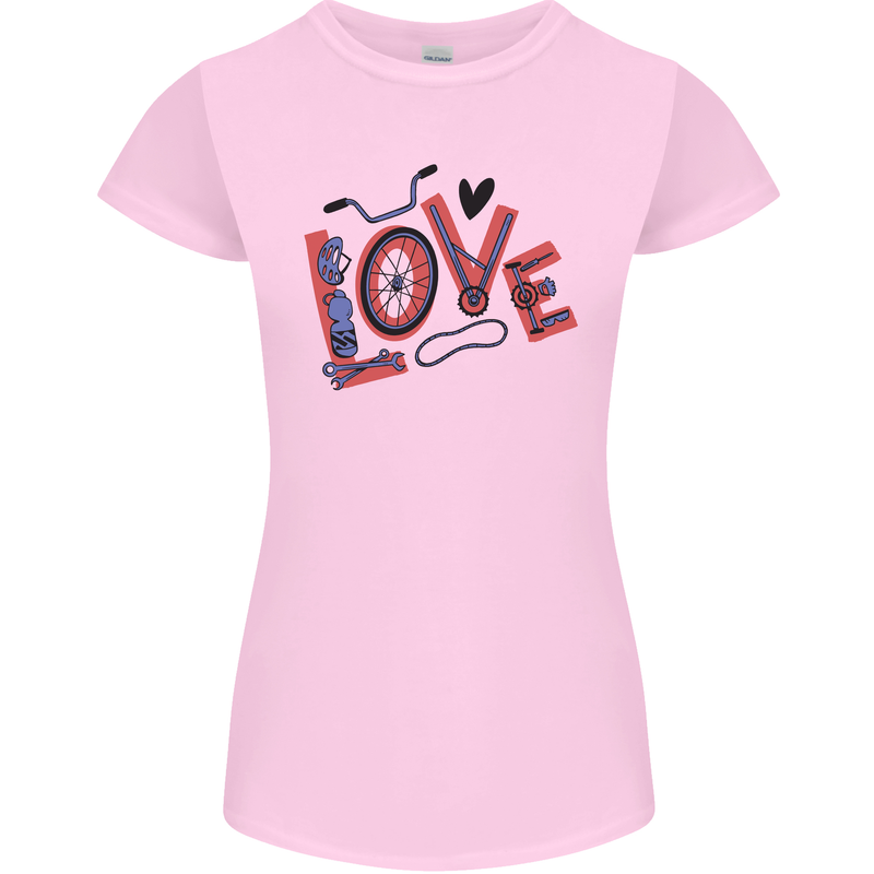 Love Cycling Funny Bicycle Bike Womens Petite Cut T-Shirt Light Pink