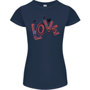 Love Cycling Funny Bicycle Bike Womens Petite Cut T-Shirt Navy Blue