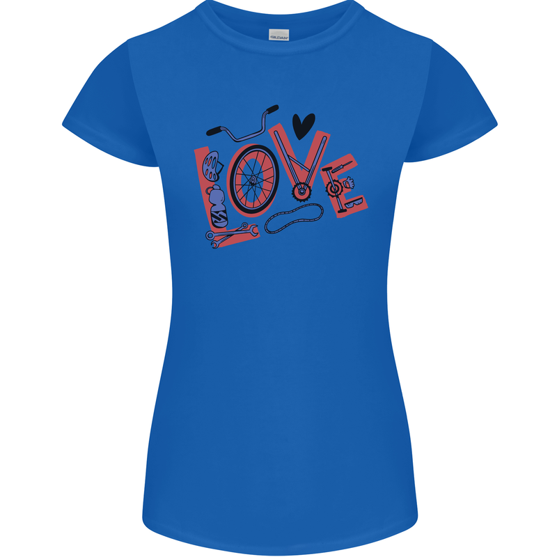 Love Cycling Funny Bicycle Bike Womens Petite Cut T-Shirt Royal Blue
