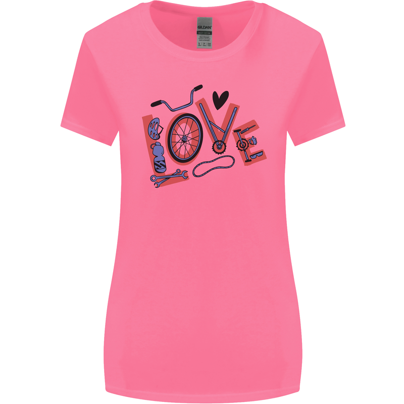 Love Cycling Funny Bicycle Bike Womens Wider Cut T-Shirt Azalea
