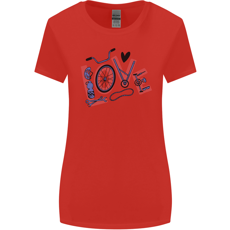 Love Cycling Funny Bicycle Bike Womens Wider Cut T-Shirt Red