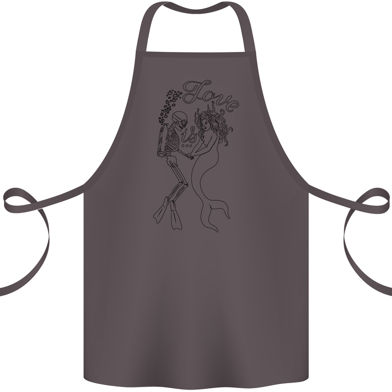 Love Is Scuba Diving Funny Diver Dive Cotton Apron 100% Organic Dark Grey