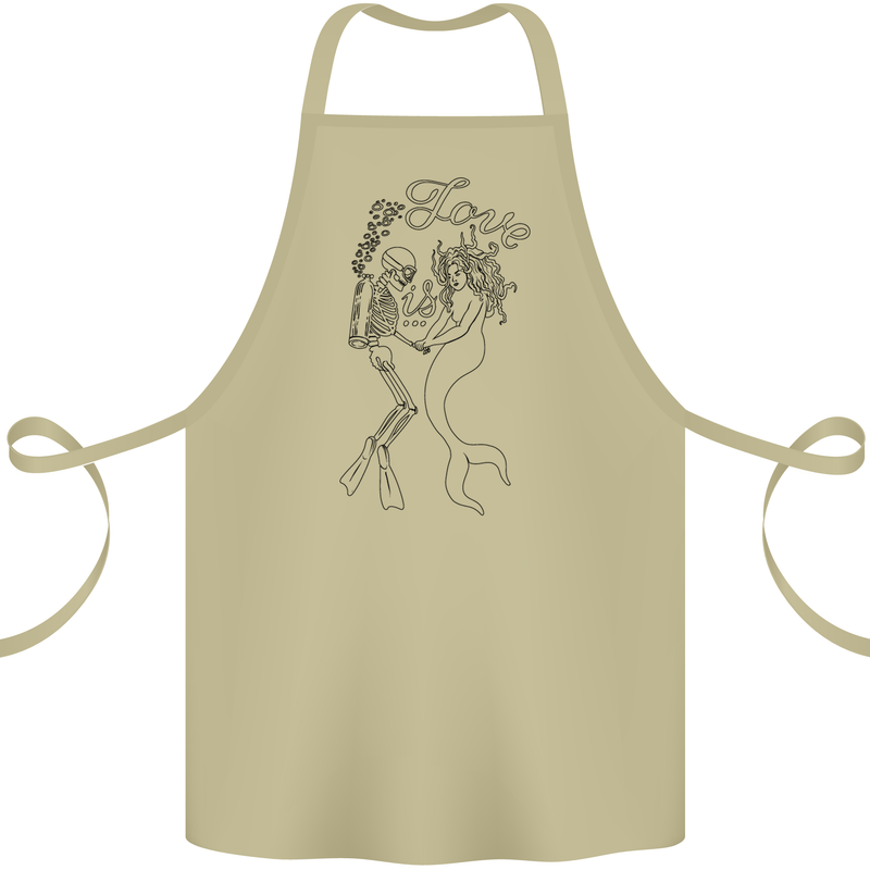 Love Is Scuba Diving Funny Diver Dive Cotton Apron 100% Organic Khaki