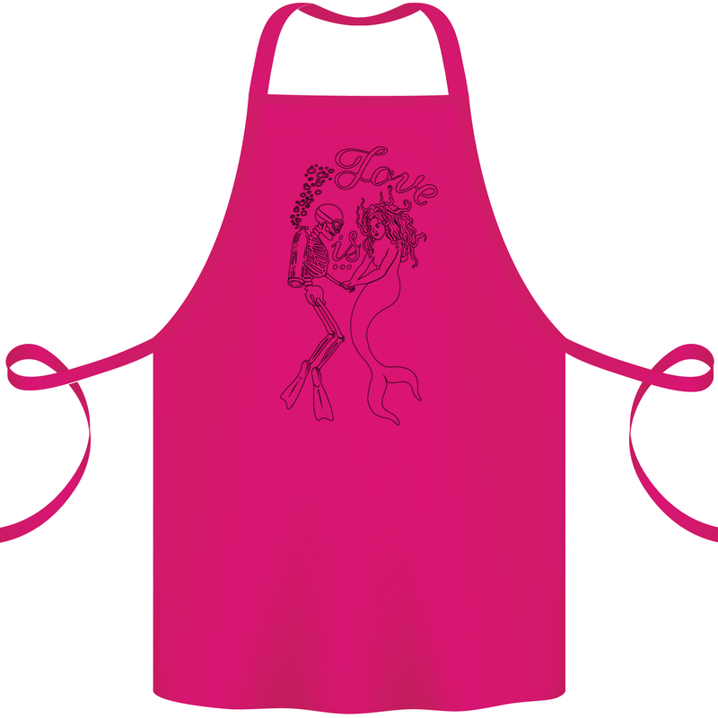 Love Is Scuba Diving Funny Diver Dive Cotton Apron 100% Organic Pink