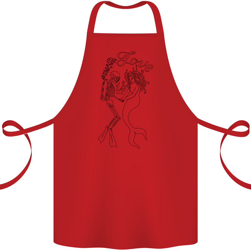 Love Is Scuba Diving Funny Diver Dive Cotton Apron 100% Organic Red