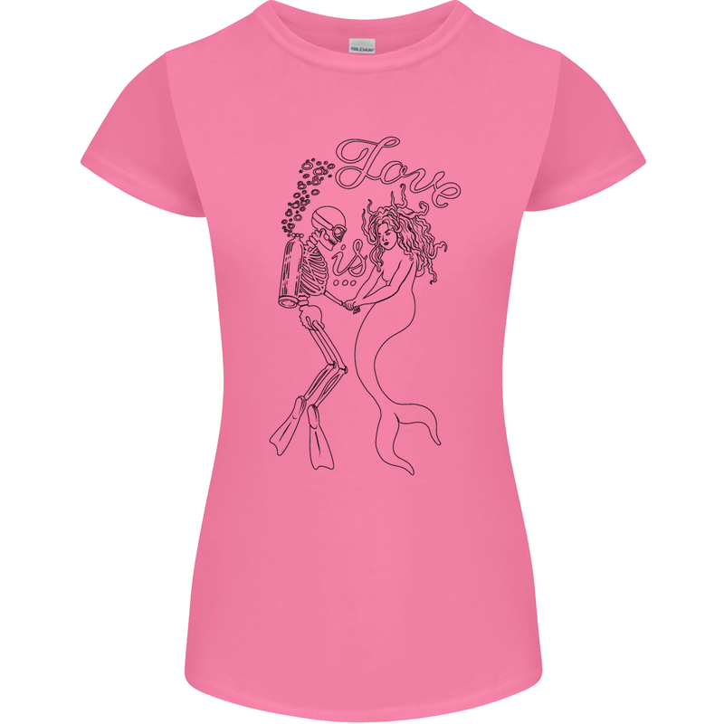 Love Is Scuba Diving Funny Diver Dive Womens Petite Cut T-Shirt Azalea