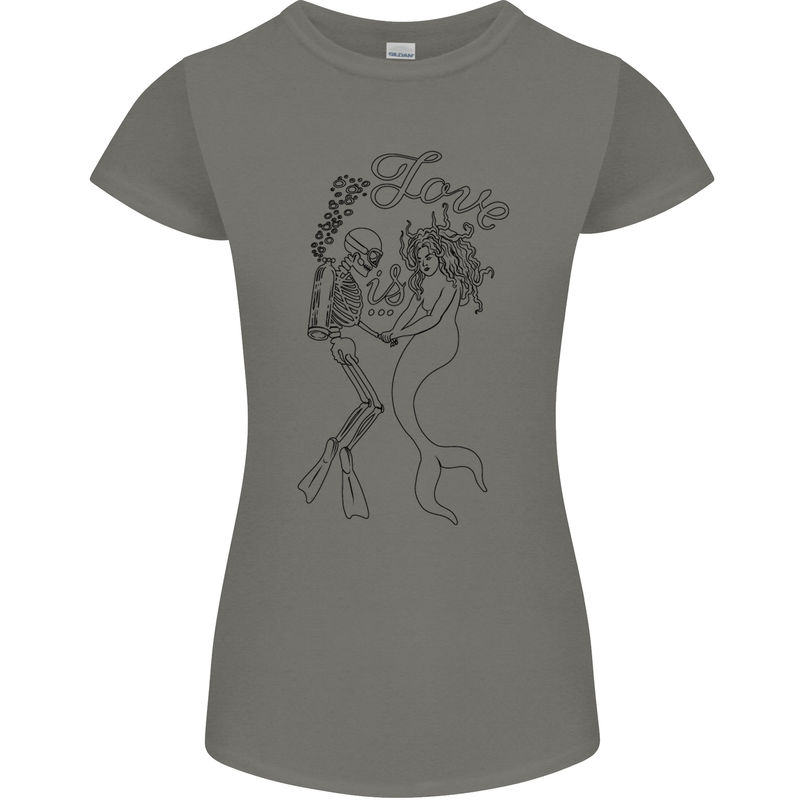 Love Is Scuba Diving Funny Diver Dive Womens Petite Cut T-Shirt Charcoal