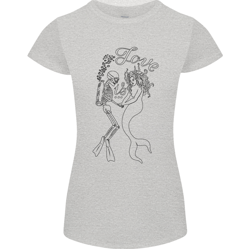 Love Is Scuba Diving Funny Diver Dive Womens Petite Cut T-Shirt Sports Grey
