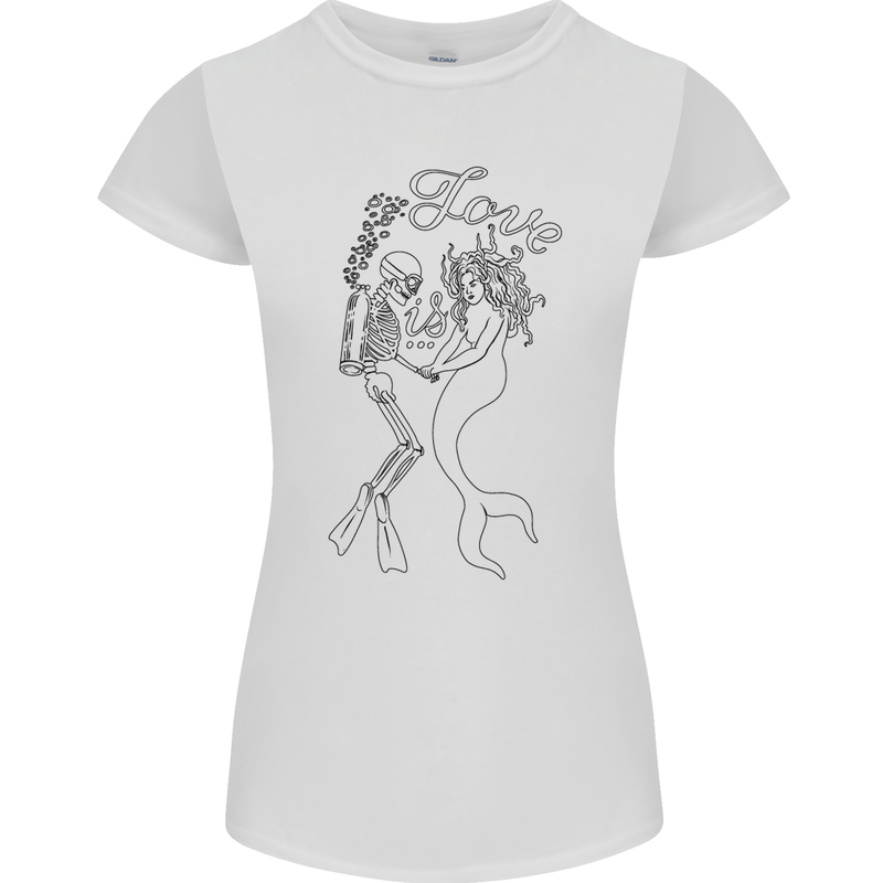 Love Is Scuba Diving Funny Diver Dive Womens Petite Cut T-Shirt White