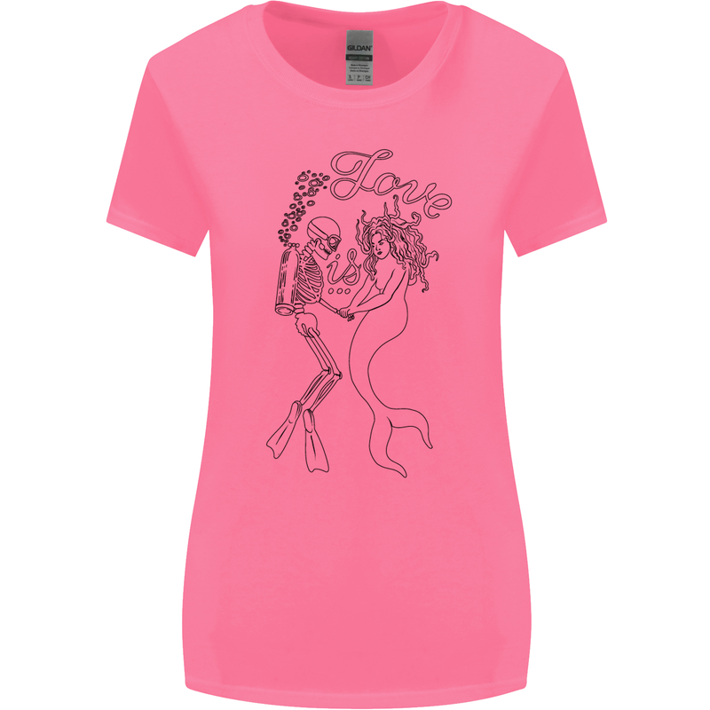 Love Is Scuba Diving Funny Diver Dive Womens Wider Cut T-Shirt Azalea