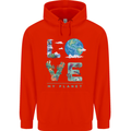 Love My Planet Climate Change Environment Childrens Kids Hoodie Bright Red