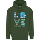 Love My Planet Climate Change Environment Childrens Kids Hoodie Forest Green