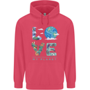 Love My Planet Climate Change Environment Childrens Kids Hoodie Heliconia