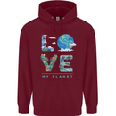 Love My Planet Climate Change Environment Childrens Kids Hoodie Maroon