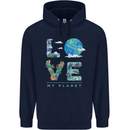 Love My Planet Climate Change Environment Childrens Kids Hoodie Navy Blue
