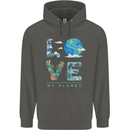 Love My Planet Climate Change Environment Childrens Kids Hoodie Storm Grey