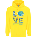 Love My Planet Climate Change Environment Childrens Kids Hoodie Yellow
