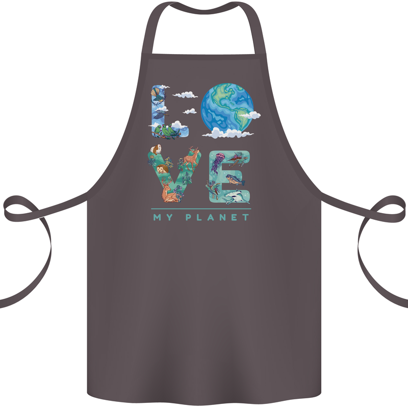 Love My Planet Climate Change Environment Cotton Apron 100% Organic Dark Grey