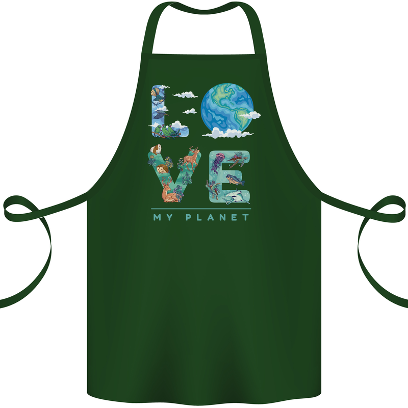 Love My Planet Climate Change Environment Cotton Apron 100% Organic Forest Green
