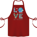 Love My Planet Climate Change Environment Cotton Apron 100% Organic Maroon