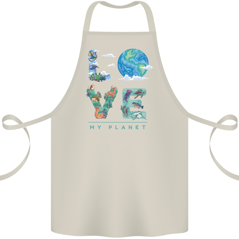 Love My Planet Climate Change Environment Cotton Apron 100% Organic Natural
