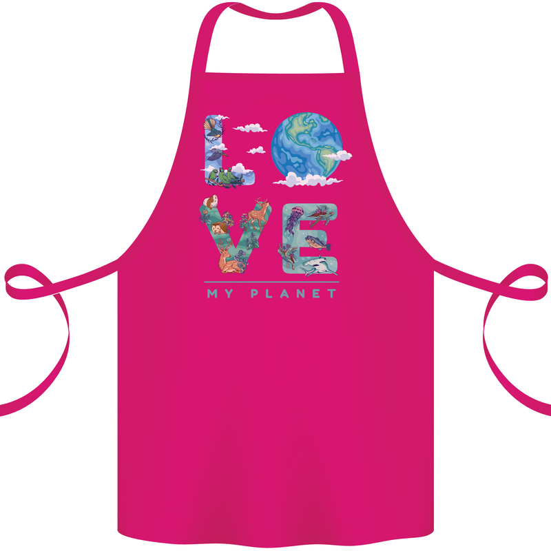 Love My Planet Climate Change Environment Cotton Apron 100% Organic Pink