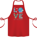 Love My Planet Climate Change Environment Cotton Apron 100% Organic Red