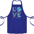 Love My Planet Climate Change Environment Cotton Apron 100% Organic Royal Blue