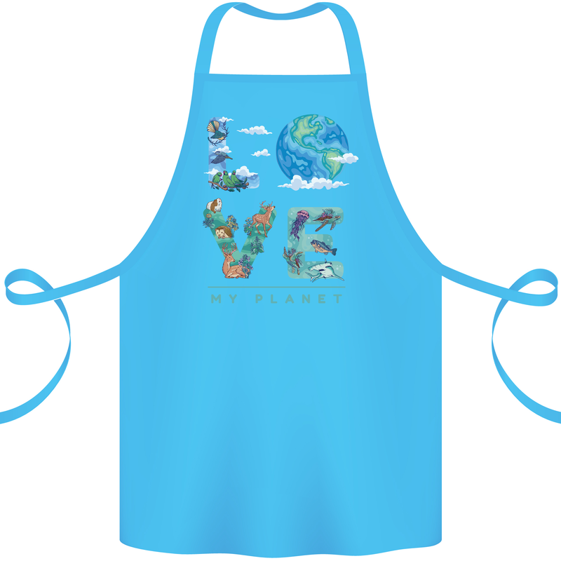Love My Planet Climate Change Environment Cotton Apron 100% Organic Turquoise