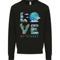 Love My Planet Climate Change Environment Kids Sweatshirt Jumper Black