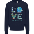 Love My Planet Climate Change Environment Kids Sweatshirt Jumper Navy Blue