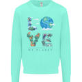 Love My Planet Climate Change Environment Kids Sweatshirt Jumper Peppermint