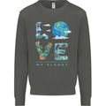 Love My Planet Climate Change Environment Kids Sweatshirt Jumper Storm Grey