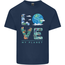 Love My Planet Climate Change Environment Kids T-Shirt Childrens Navy Blue