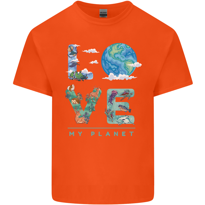 Love My Planet Climate Change Environment Kids T-Shirt Childrens Orange