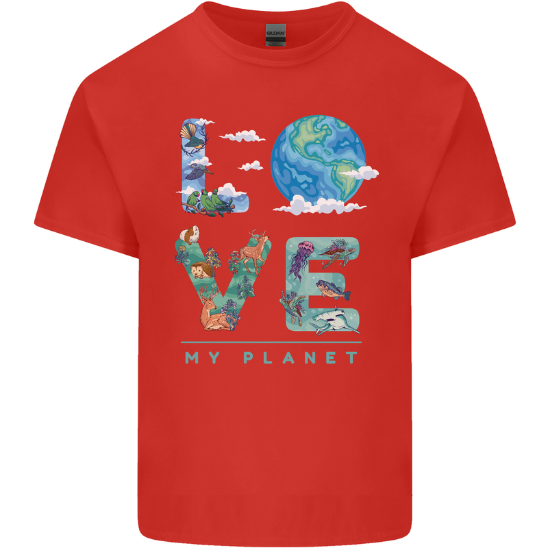 Love My Planet Climate Change Environment Kids T-Shirt Childrens Red