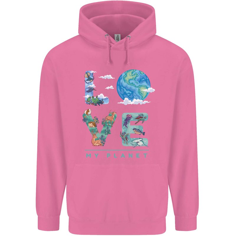 Love My Planet Climate Change Environment Mens 80% Cotton Hoodie Azelea