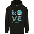 Love My Planet Climate Change Environment Mens 80% Cotton Hoodie Black