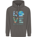 Love My Planet Climate Change Environment Mens 80% Cotton Hoodie Charcoal