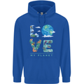 Love My Planet Climate Change Environment Mens 80% Cotton Hoodie Royal Blue