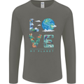 Love My Planet Climate Change Environment Mens Long Sleeve T-Shirt Charcoal