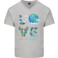 Love My Planet Climate Change Environment Mens V-Neck Cotton T-Shirt Sports Grey