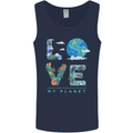 Love My Planet Climate Change Environment Mens Vest Tank Top Navy Blue