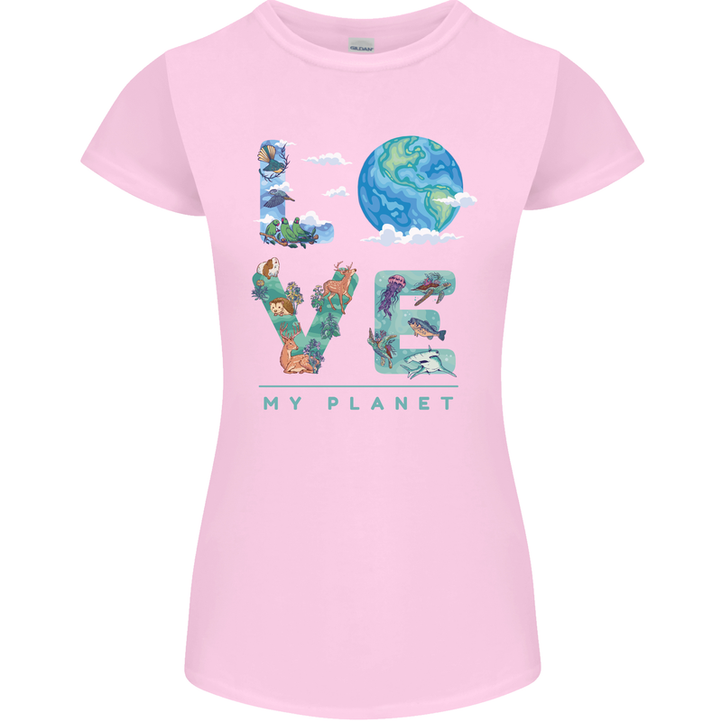 Love My Planet Climate Change Environment Womens Petite Cut T-Shirt Light Pink