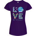 Love My Planet Climate Change Environment Womens Petite Cut T-Shirt Purple