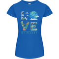 Love My Planet Climate Change Environment Womens Petite Cut T-Shirt Royal Blue