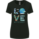 Love My Planet Climate Change Environment Womens Wider Cut T-Shirt Black
