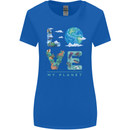 Love My Planet Climate Change Environment Womens Wider Cut T-Shirt Royal Blue