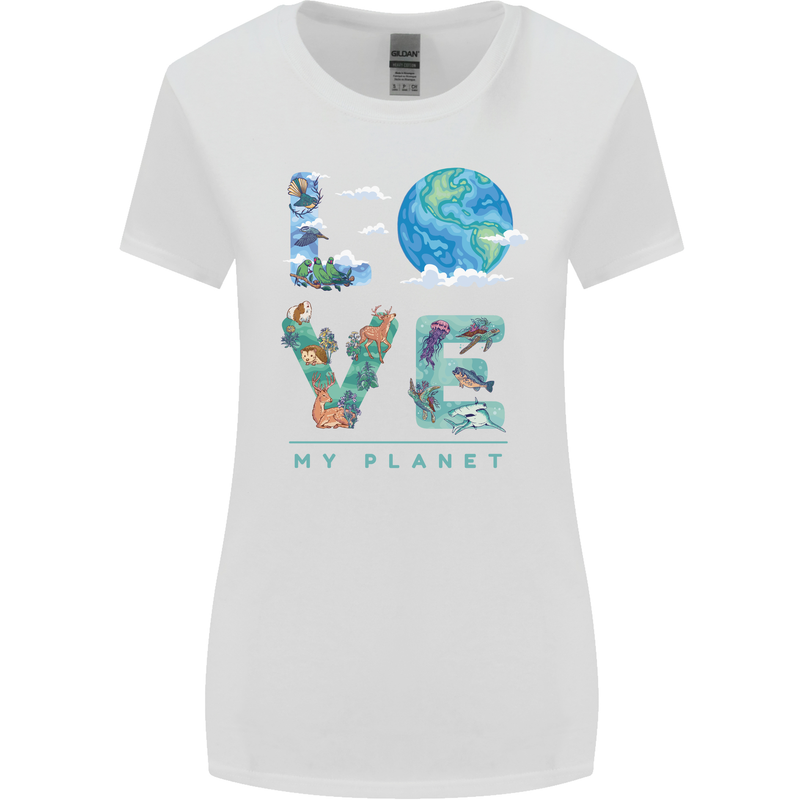 Love My Planet Climate Change Environment Womens Wider Cut T-Shirt White